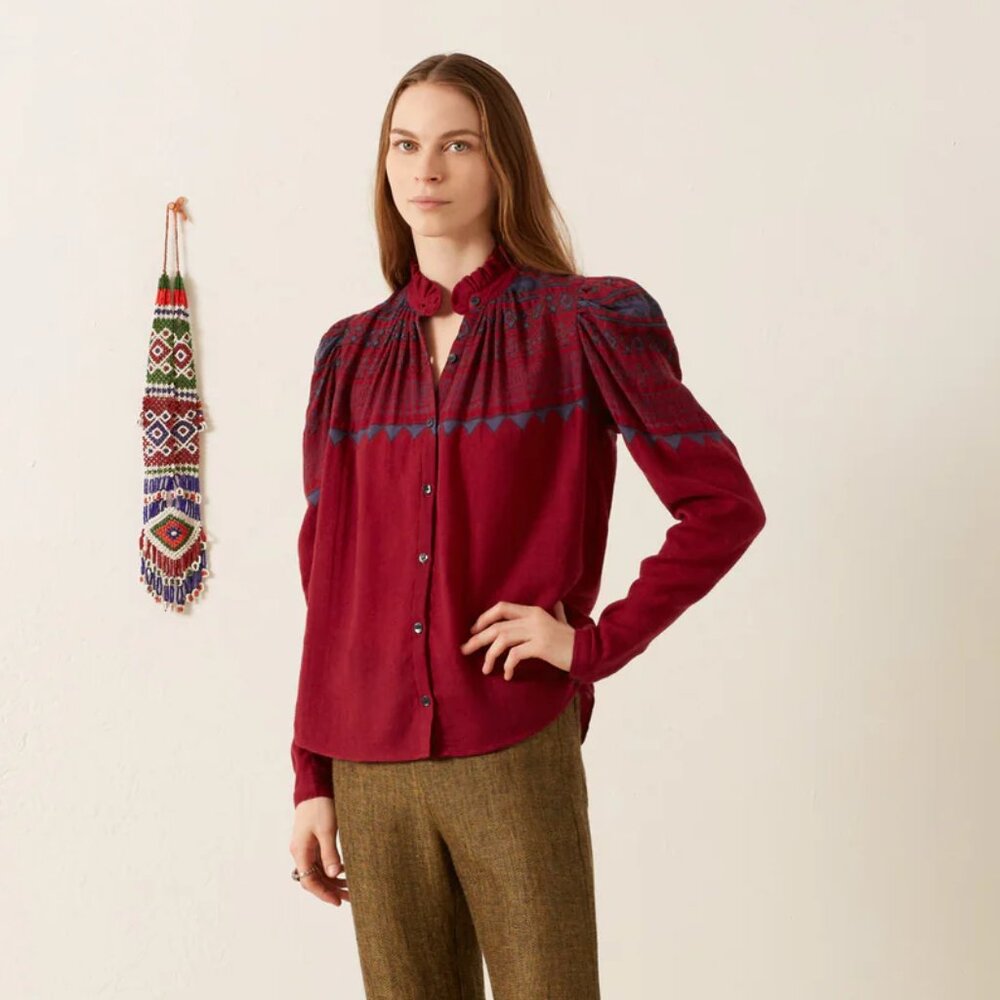 Artemis Plum Fairisle Shirt - Picture 3 of 5